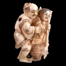 Netsuke repr�sentant deux p�cheurs